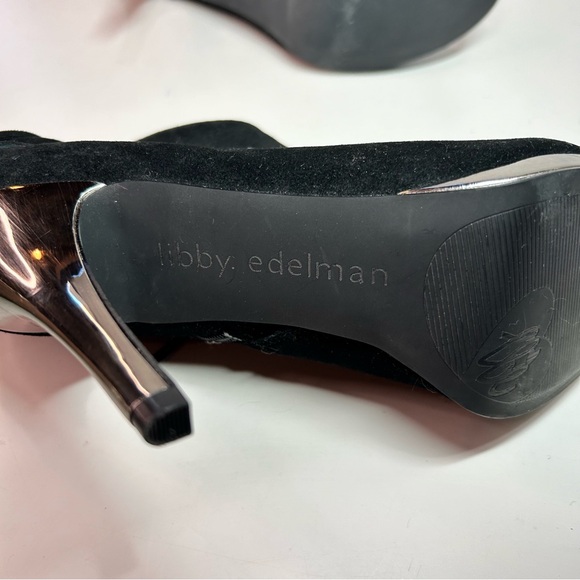 Libby Edelman Women's Bellamy Black Suede Fringe Boho Peep-toe Booties Size 8.5 - Picture 11 of 14